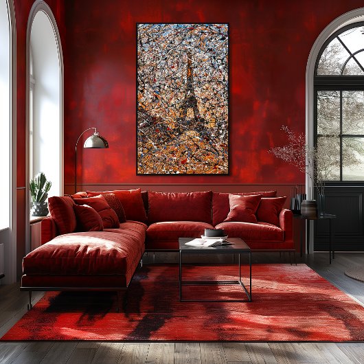 Abstrakter Expressionist Paris Eiffelturm Drip Art Poster