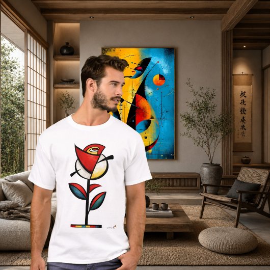 Abstrakter Expressionist Rose Moderne Blumenkunst T-Shirt