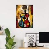 Abstrakter Expressionist Ukulele – Symbolisch Mode Poster (Heimbüro)