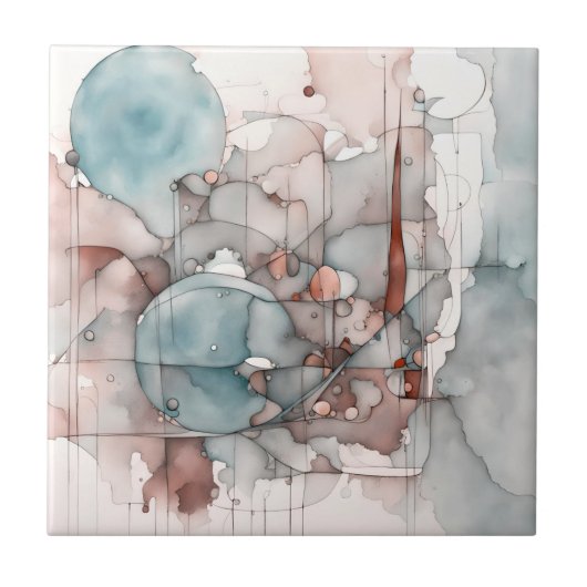 Abstrakter Expressionist von Aquarellfarben, blau  Fliese (Vorderseite)