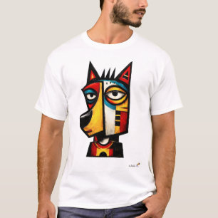 Abstrakter Expressionist Wolf Geometrische Moderne T-Shirt