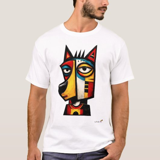Abstrakter Expressionist Wolf Geometrische Moderne T-Shirt (Vorderseite)