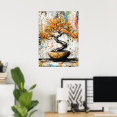 Abstrakter Expressionistischer Bonsai-Baum Zen-Nat Poster (Heimbüro)