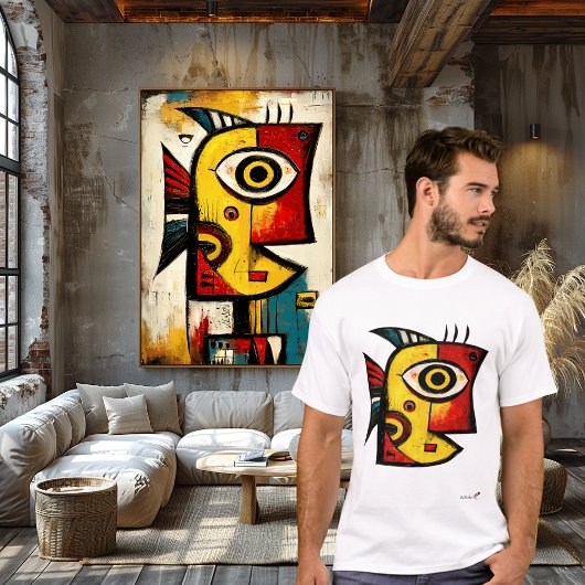 Abstrakter expressionistischer Fisch | Moderne geo T-Shirt