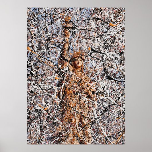 Abstrakter expressionistischer Freiheitsstatue-Dri Poster (Vorne)