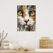 Abstrakter expressionistischer Katzenporträt moder Poster (Küche)