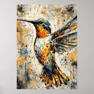 Abstrakter expressionistischer Kolibri-Malerei Mod Poster