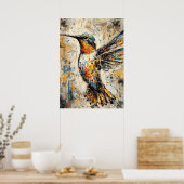 Abstrakter expressionistischer Kolibri-Malerei Mod Poster (Küche)