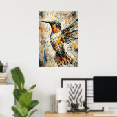 Abstrakter expressionistischer Kolibri-Malerei Mod Poster (Heimbüro)