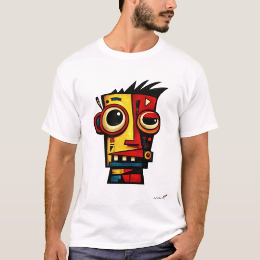 Abstrakter Expressionistischer Roboter Geometrisch T-Shirt (Vorderseite)
