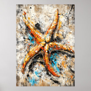 Abstrakter expressionistischer Seestern-Malerei Kü Poster