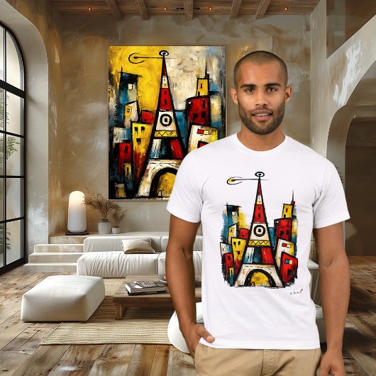 Abstrakter expressionistischer Stadtblick | Modern T-Shirt