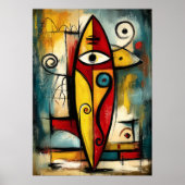 Abstrakter Expressionistischer Surfbrett – Symboli Poster (Vorne)