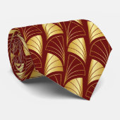 Abstrakter Fan Gradient Gold Vector Muster Maroon Krawatte (Gerollt)