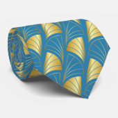 Abstrakter Fan Gradient Gold Vector Muster Sky Bla Krawatte (Gerollt)