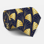 Abstrakter Fan Gradient Gold Vector Pattern Navy N Krawatte (Gerollt)