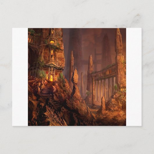 Abstrakter Fantasy-Feuertempel Postkarte (Vorderseite)