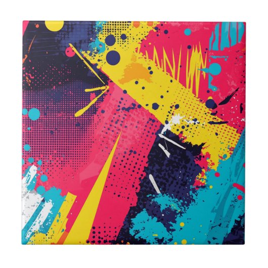 Abstrakter Farbabstrich im Retro-Comic-Stil (2) Fliese (Vorderseite)