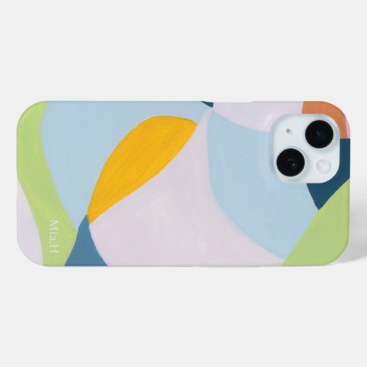 Abstrakter Farbblock Art Custom Monogram Initial Case-Mate iPhone Hülle (Rückseite (Horizontal))