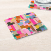 Abstrakter Farbblock Mitte Jahrhundert Moderne Geo Rechteckiger Pappuntersetzer (angewinkelt)
