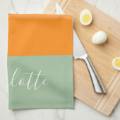 Abstrakter Farbblock Streifen Orange Minze Name Geschirrtuch (Viertel Falte)