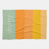 Abstrakter Farbblock Streifen Orange Minze Name Geschirrtuch (Horizontal)