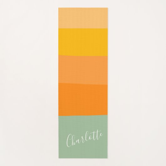 Abstrakter Farbblock Streifen Orange Minze Name Yogamatte (Vorderseite)