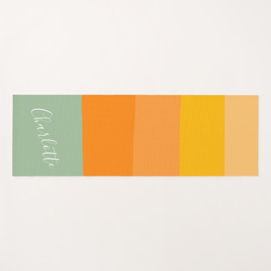 Abstrakter Farbblock Streifen Orange Minze Name Yogamatte (Vorderseite (Horizontal))