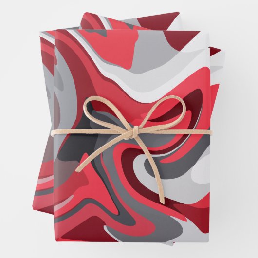 Abstrakter Farbdurchsatz in Rot, Weiß und Grau Geschenkpapier Set (Beispiel)