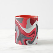 Abstrakter Farbdurchsatz in Rot, Weiß und Grau Tasse (Zentrum)