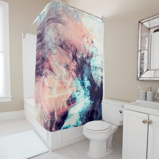 Abstrakter farbdynamischer Hintergrund mit Lichtri Duschvorhang (Beispiel)