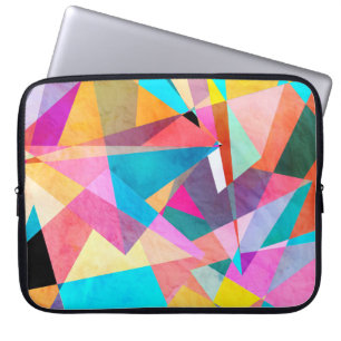 Abstrakter farbenfroher geometrischer Wasserfarbhi Laptopschutzhülle