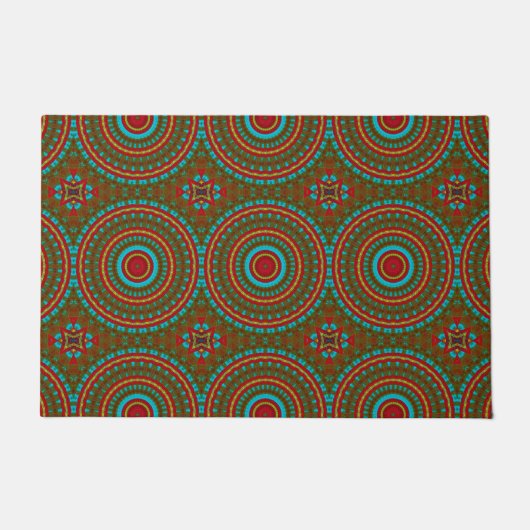 Abstrakter farbenfroher Hippie Cool Boho Pattern T Fußmatte (Vorderseite)