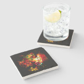 abstrakter, farbenfroher Untersetzer aus Stein (Seitenansicht)