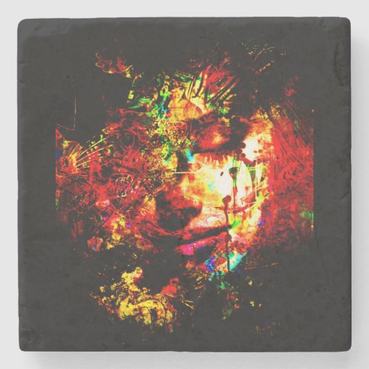 abstrakter, farbenfroher Untersetzer aus Stein (Vorderseite)