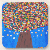 Abstrakter, farbiger Baum Kunststoff-Untersetzer Getränkeuntersetzer (Vorderseite)