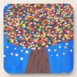 Abstrakter, farbiger Baum Kunststoff-Untersetzer Getränkeuntersetzer