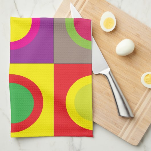 Abstrakter, farbiger Circle Square Nahtloses Muste Geschirrtuch (Viertel Falte)