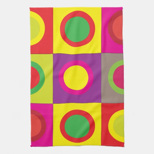 Abstrakter, farbiger Circle Square Nahtloses Muste Geschirrtuch (Vertikal)