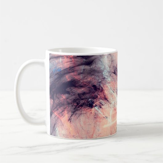 Abstrakter farbiger dynamischer Hintergrund mit Li Kaffeetasse (Links)