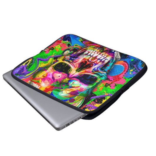 abstrakter farbiger Hintergrund mit farbenfroher S Laptopschutzhülle (Vorne Knopf)