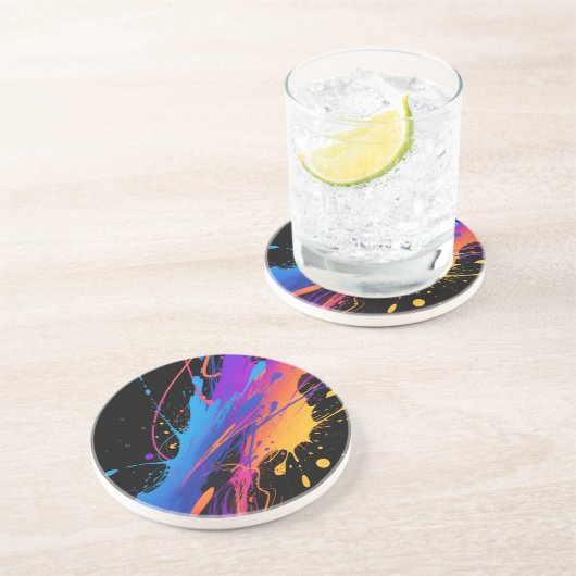 Abstrakter farbiger Spritzer Hintergrund Getränkeuntersetzer (Seite)