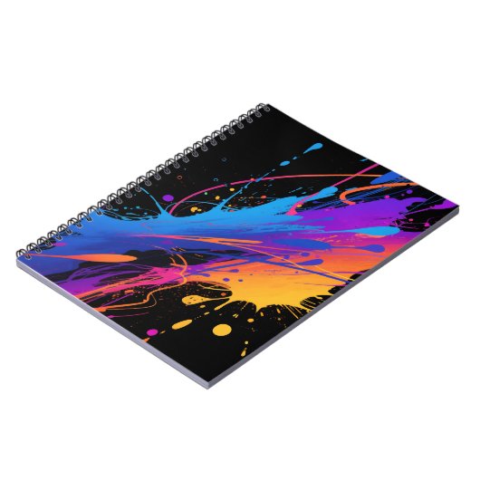 Abstrakter farbiger Spritzer Hintergrund Notizblock (Linke Seite)