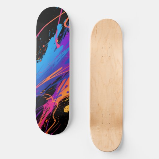 Abstrakter farbiger Spritzer Hintergrund Skateboard (Vorderseite)