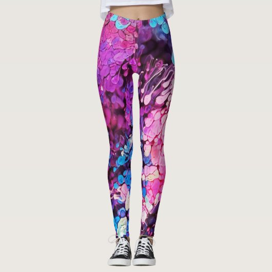Abstrakter farbiger Spritzer Paint Rainbow Version Leggings (Vorderseite)
