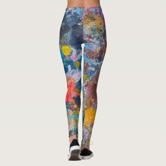 Abstrakter farbiger Spritzer Paint Rainbow Version Leggings (Rückseite)