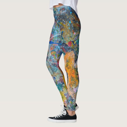 Abstrakter farbiger Spritzer Paint Rainbow Version Leggings (Links)