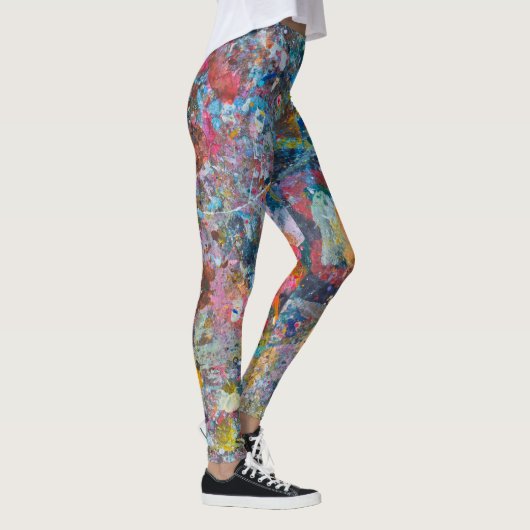 Abstrakter farbiger Spritzer Paint Rainbow Version Leggings (Rechts)