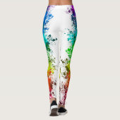 Abstrakter farbiger Spritzer Paint Rainbow Version Leggings (Rückseite)