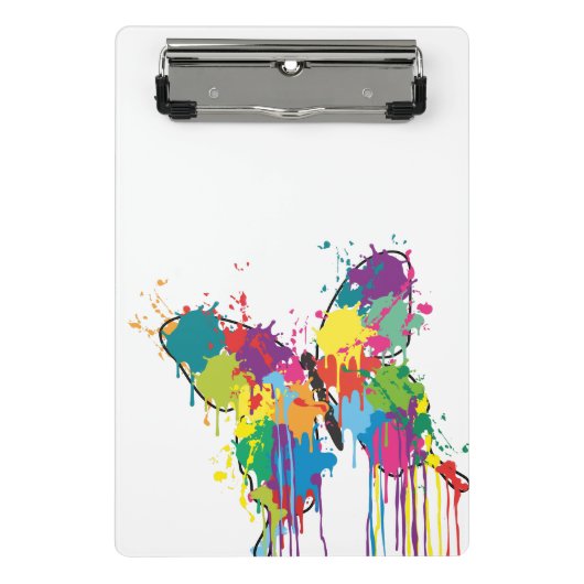 Abstrakter farbiger Tropfen Paint Butterfly Mini Klemmbrett (Vorderseite)